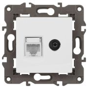 Розетка компьютерная + телевизионная Elegance 14-3110-01М RJ45+TV матов. бел. Эра Б0065767