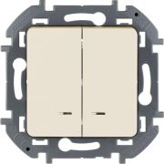 Выключатель 2-кл. Inspiria 10А IP20 250В 10AX с подсветкой/индикацией механизм сл. кость IEK 673631